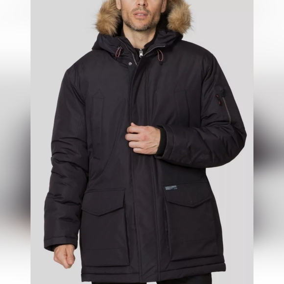 Hawke & Co Other - Hawke & Co. Men's Black Logan Faux-Fur-Trim Hooded Parka Coat Jacket